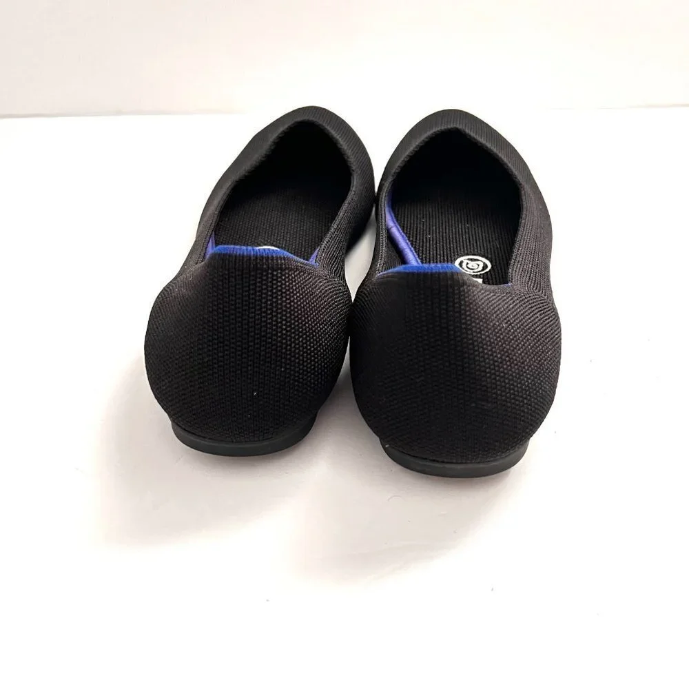 Rothy's The Flat Shoes Black Blue Trim Wardrobe Staple Ballerina Flats